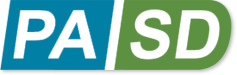 A blue and green logo for pa / sd