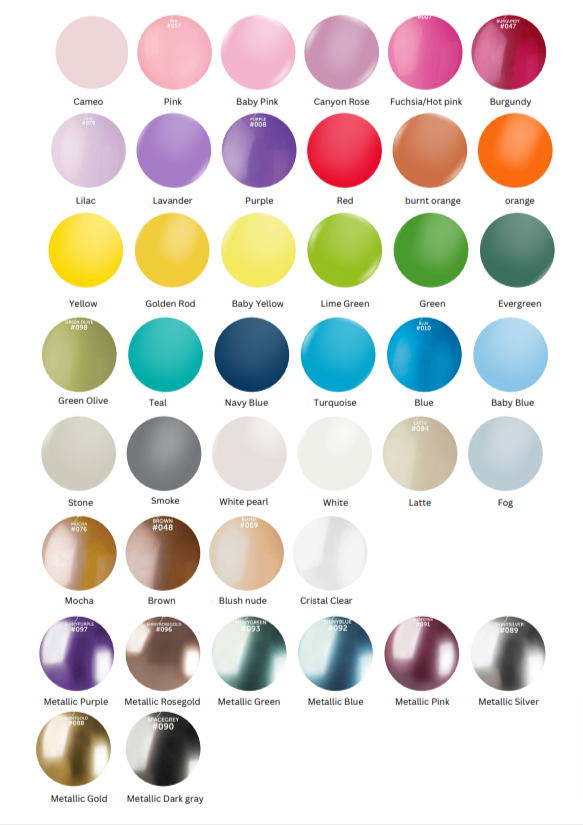 A bunch of different colored circles on a white background.