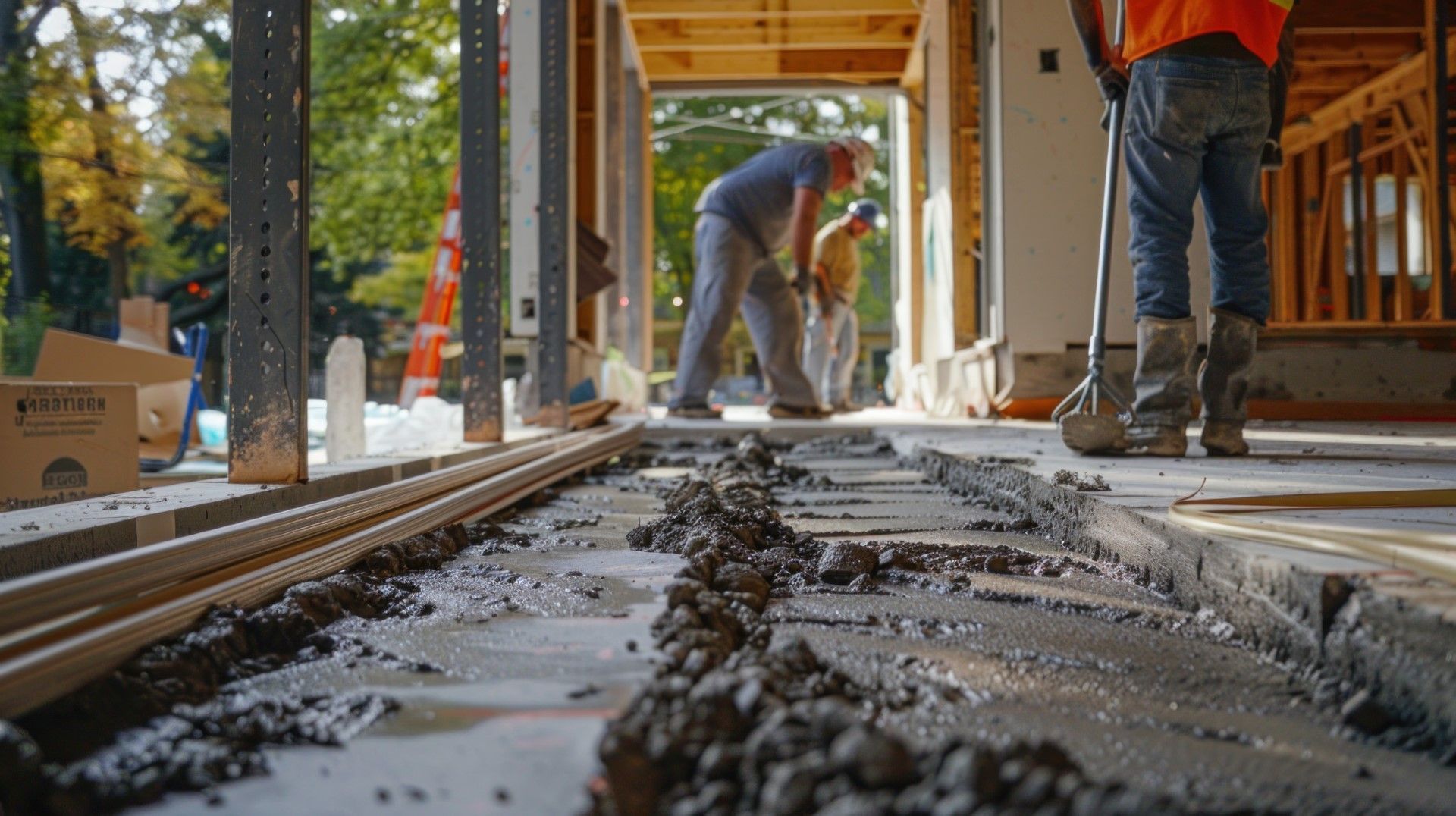 A picture of people leveling a concrete floor in Sun Lakes, AZ