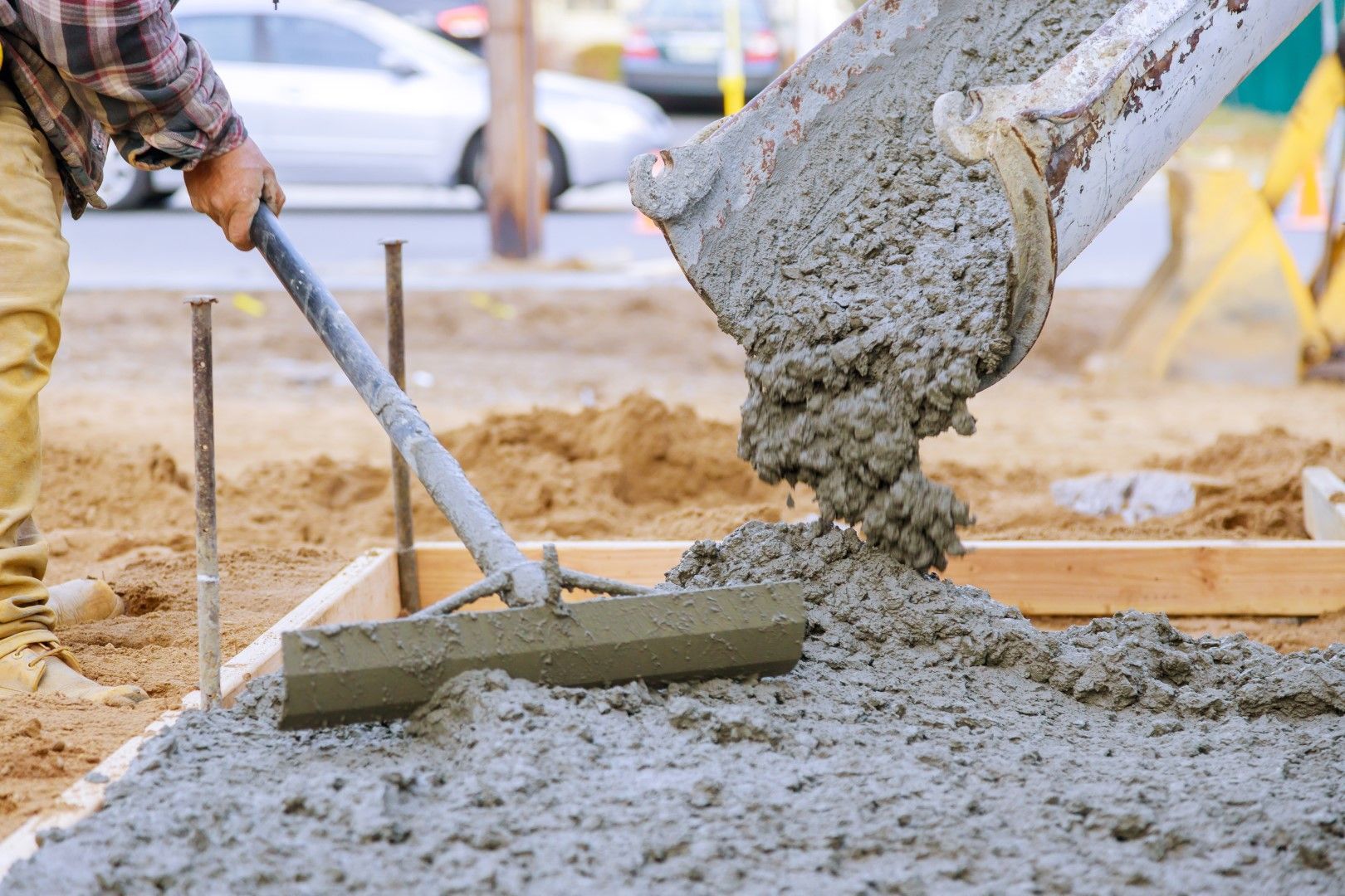 A concrete driveway being installed in Sun Lakes, AZ