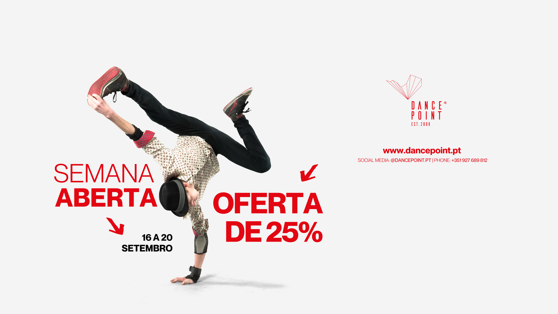 SEMANA ABERTA - DANCE POINT
De 16 a 20 de Setembro vai poder experimentar, gratuitamente, todas as