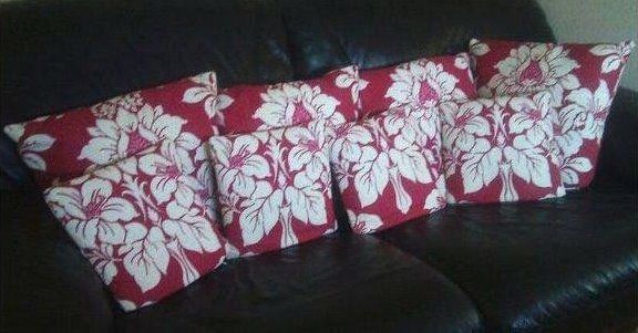 pink and white floral cushions
