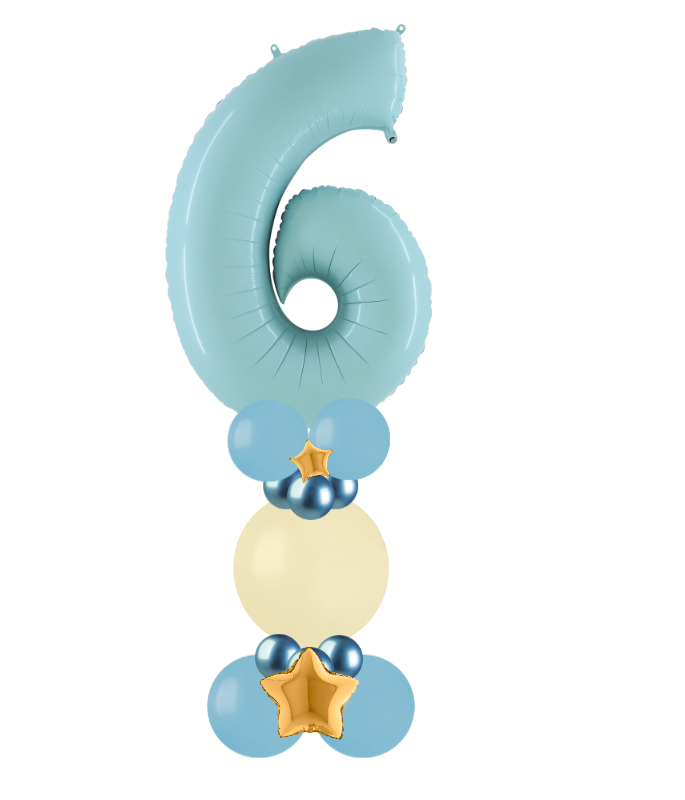 blue and white bubble column number 6