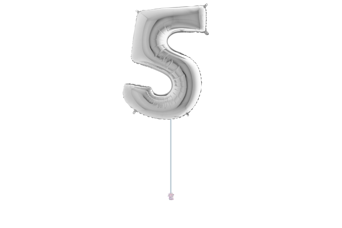 Gemar number 5 shaped foiled Silver 40