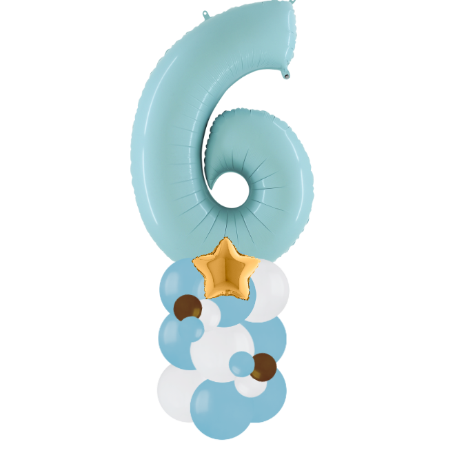 blue and white column number 6