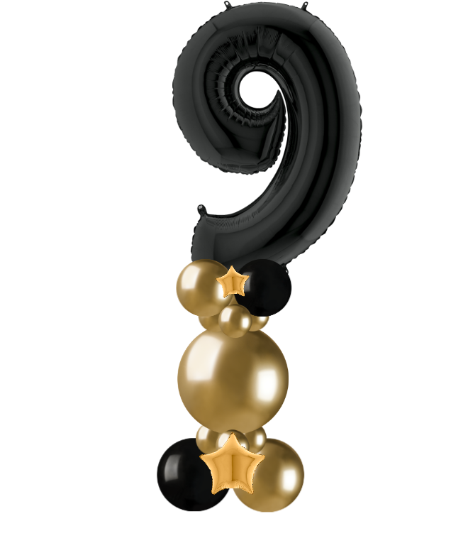 Black and gold bubble column number 9