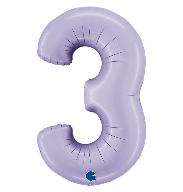 Gemar number 3 shaped foiled lilac 40