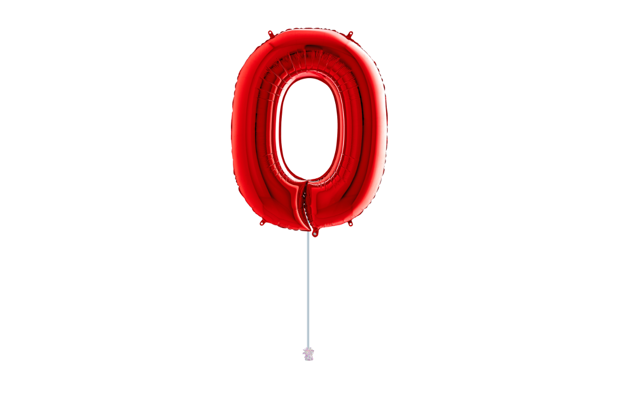 Gemar number 0 shaped Red foiled 40