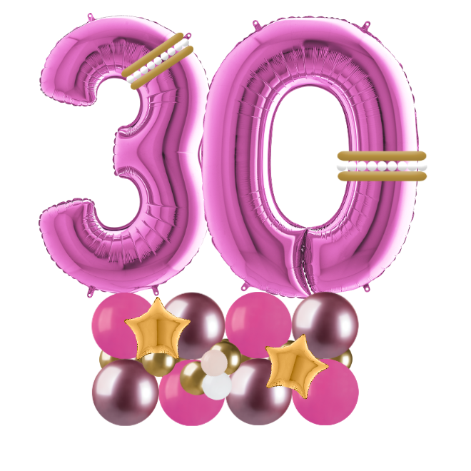 pink and gold signature number 30