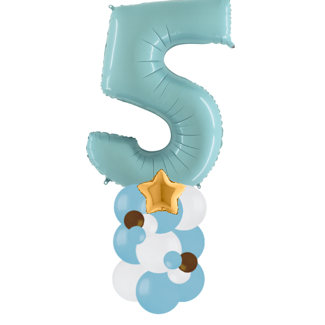 blue and white column number 5