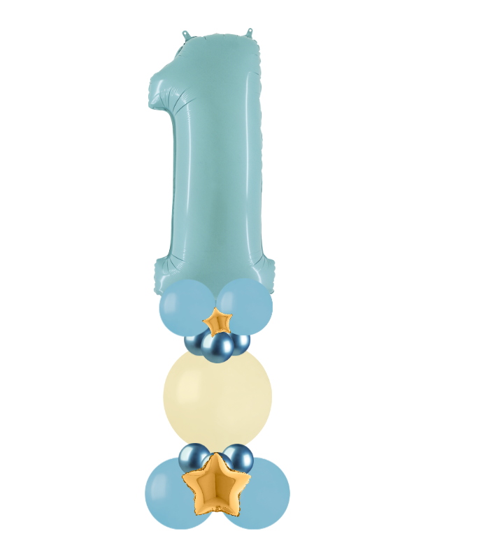 blue and white bubble column number 1