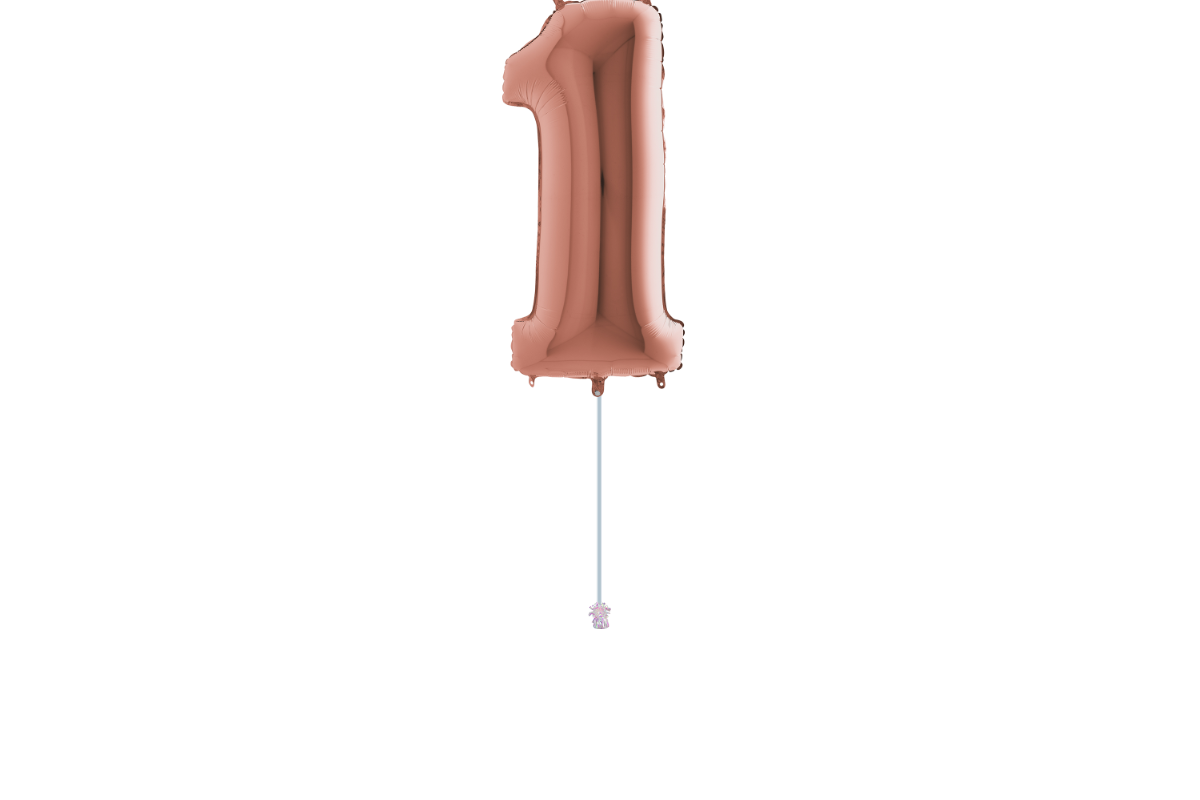 Gemar number 1 shaped Rose gold foiled 40