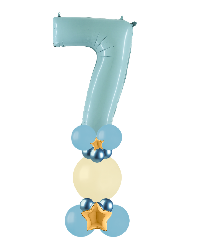 blue and white bubble column number 7
