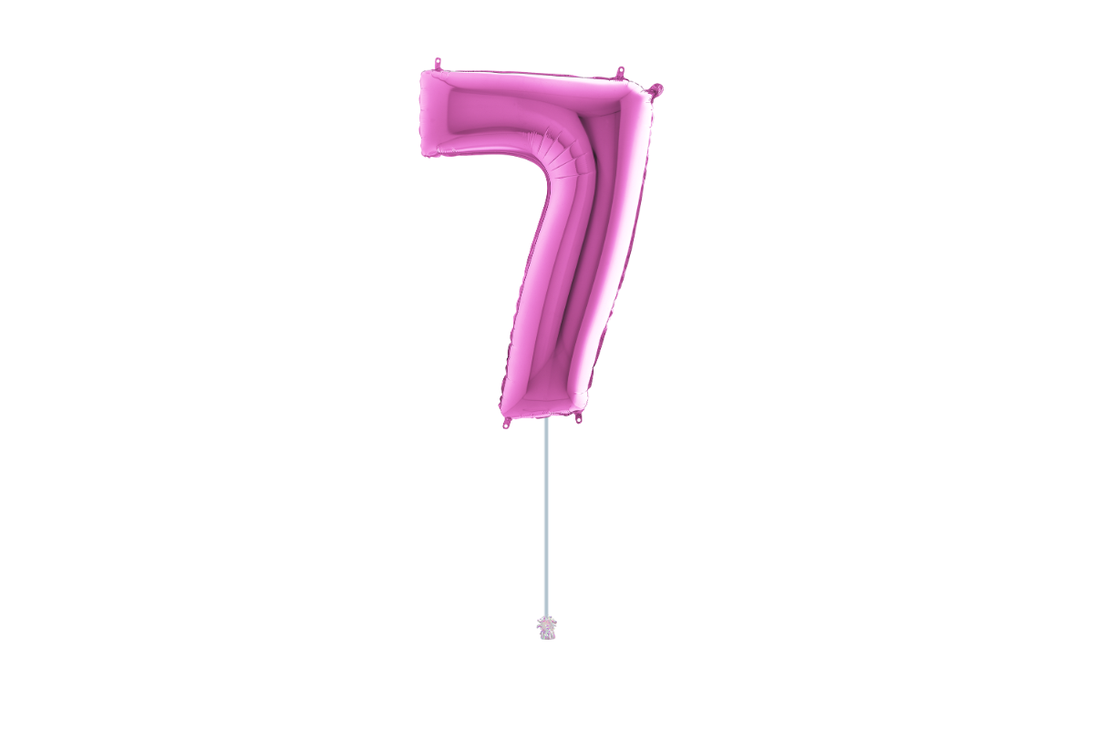 Gemar number 7 shaped foiled Fuxia 40
