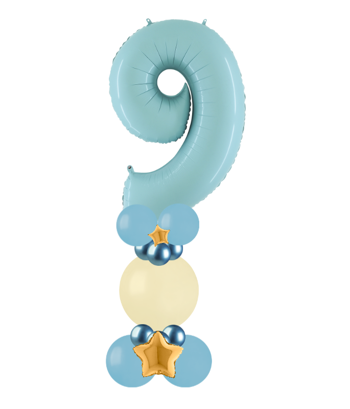 blue and white bubble column number 9