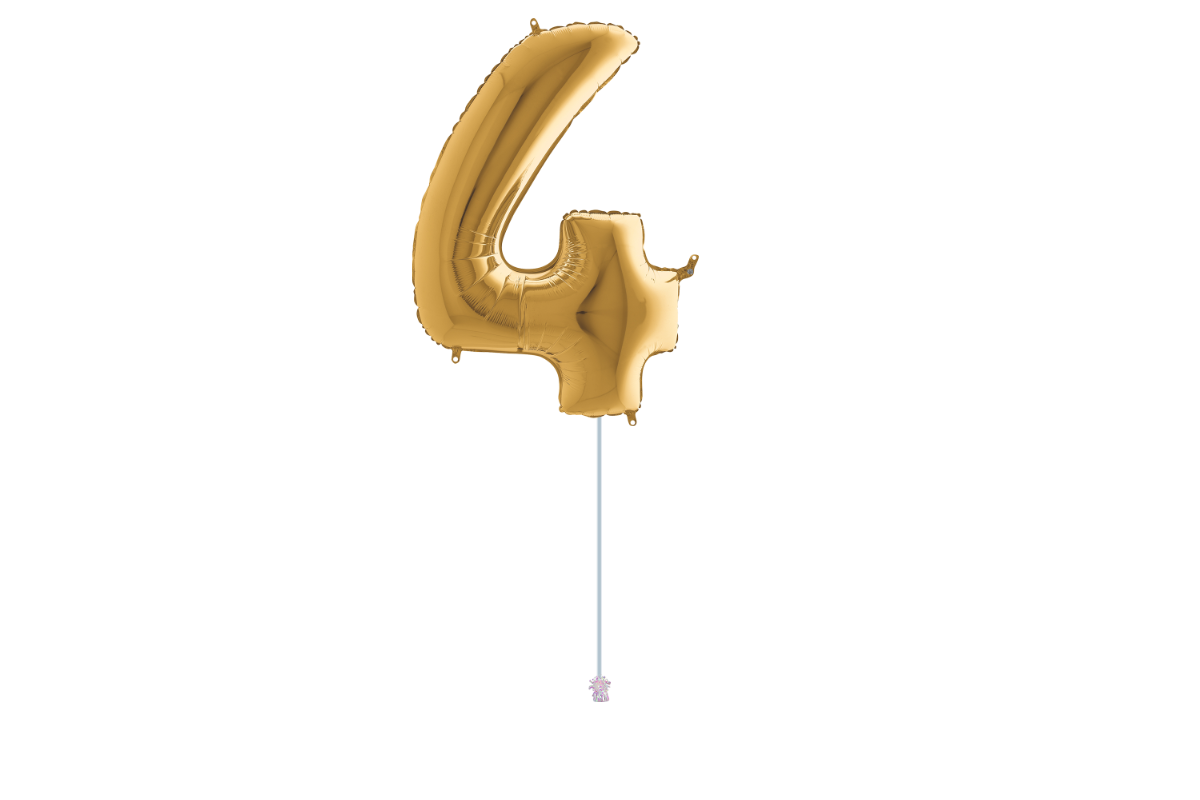 Gemar number 4 shaped foiled gold 40
