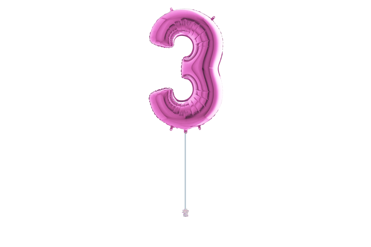 Gemar number 3 shaped foiled Fuxia 40