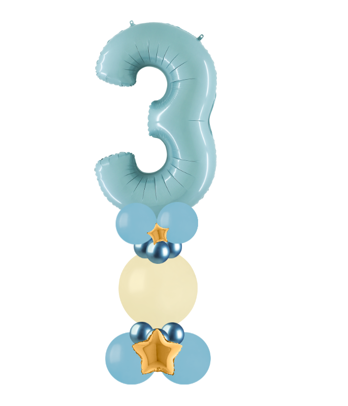 blue and white bubble column number 3