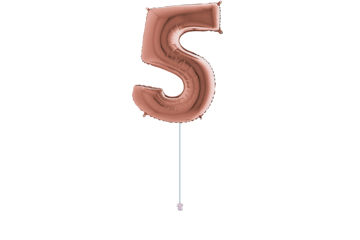 Gemar number 5 shaped foiled Rose gold 40