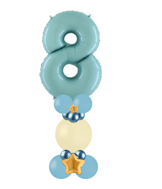blue and white bubble column number 8
