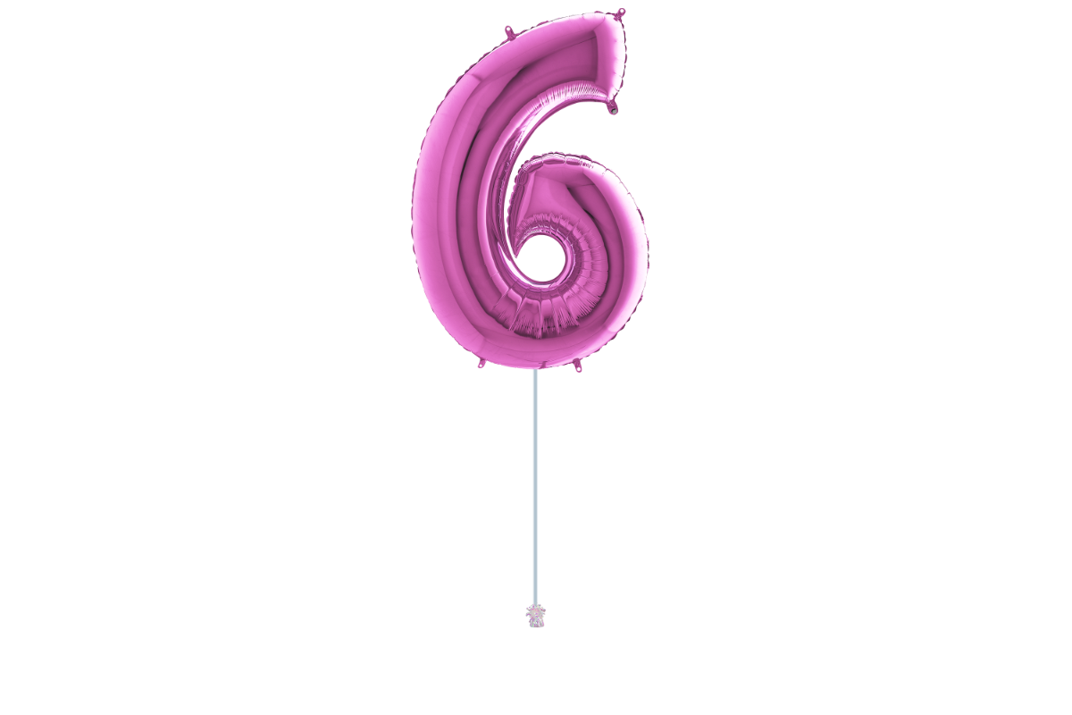 Gemar number 6 shaped foiled Fuxia 40