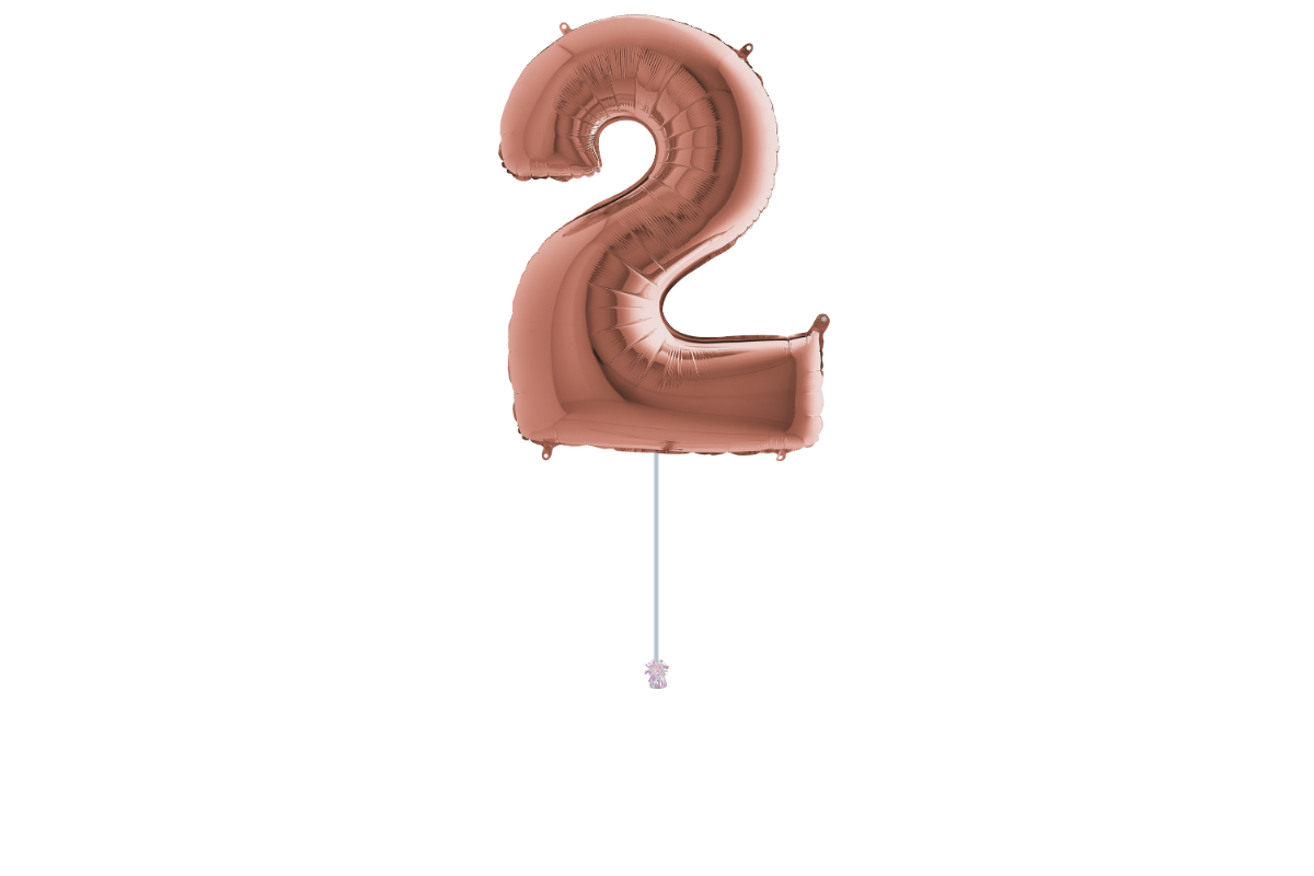 Gemar number 2 shaped Rose gold foiled 40