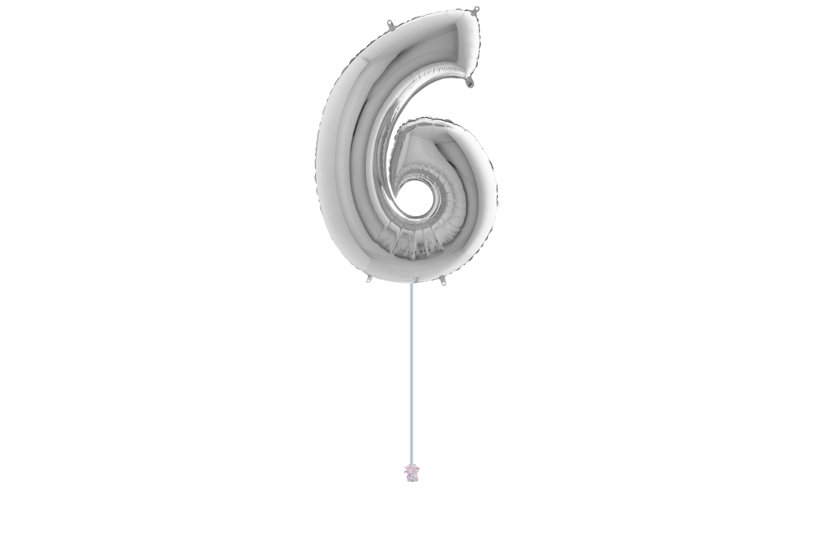 Gemar number 6 shaped foiled Silver 40