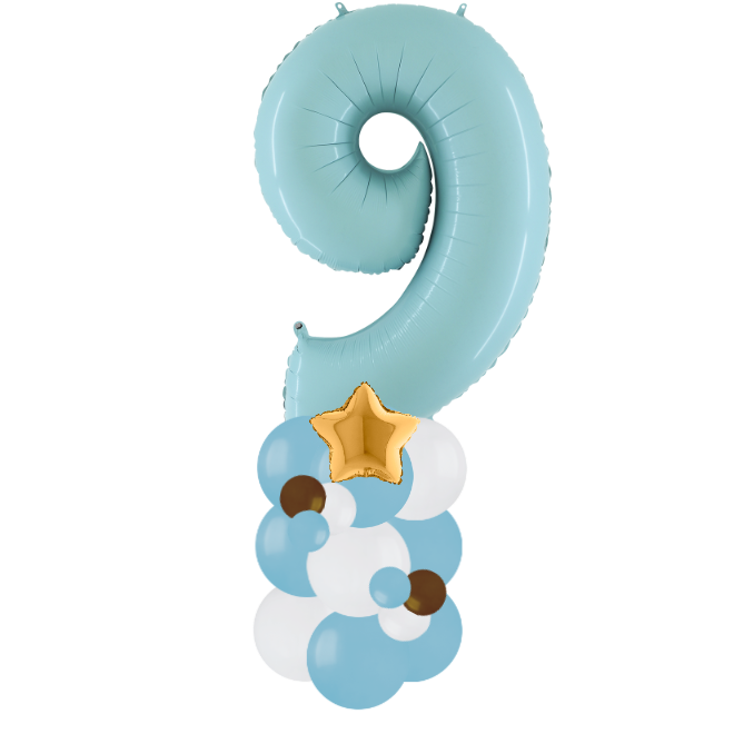blue and white column number 9
