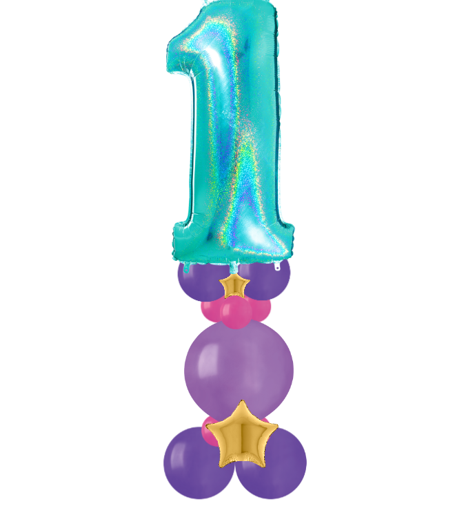Pink and purple bubble column number 1
