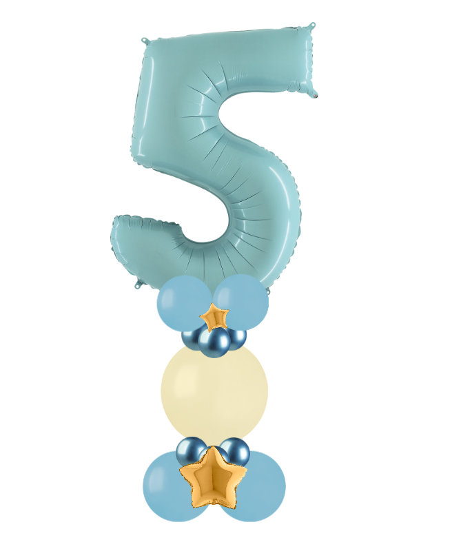 blue and white bubble column number 5