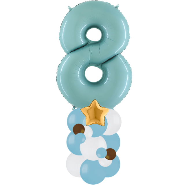 blue and white column number 8