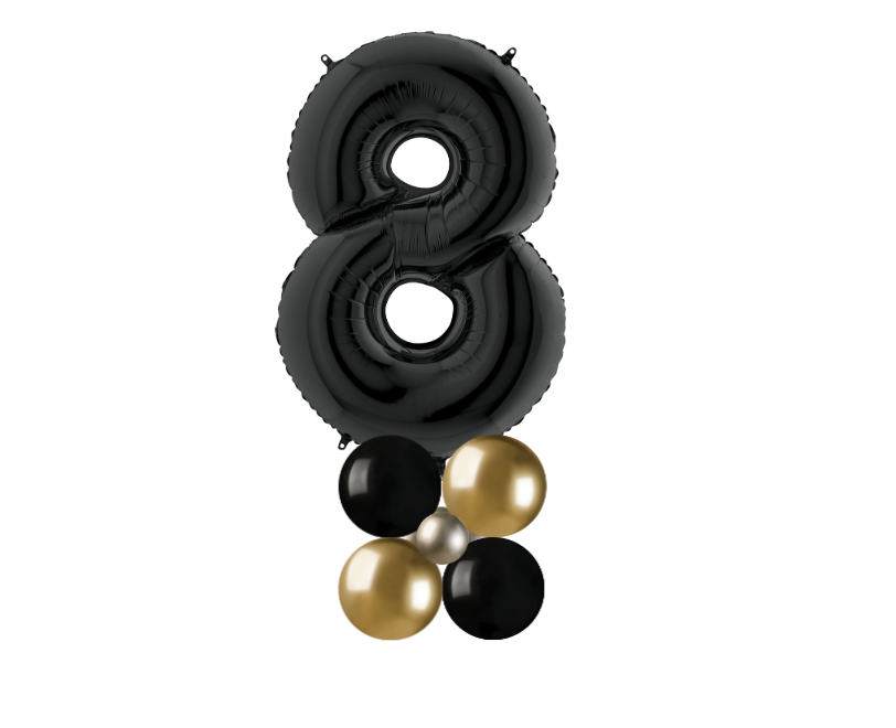 black and gold stack number 8