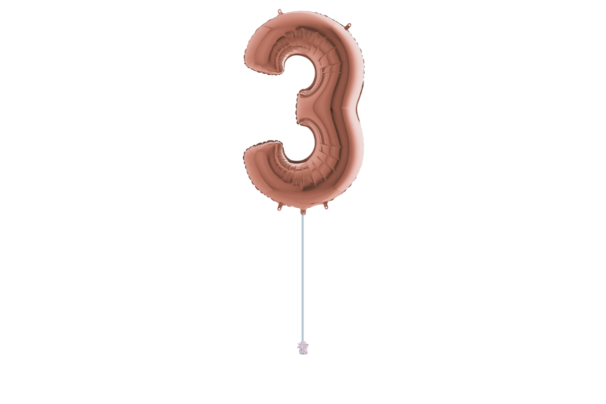 Gemar number 3 shaped foiled Rose gold 40