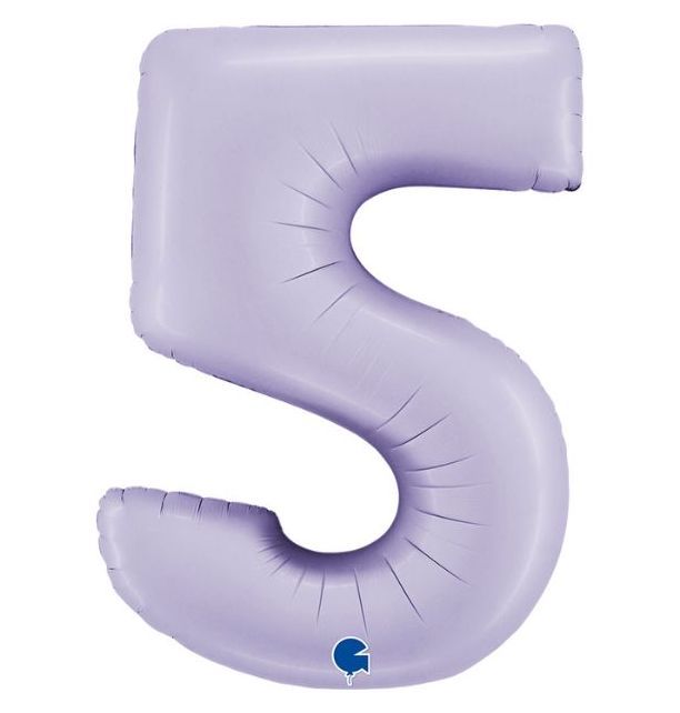 Gemar number 5 shaped foiled lilac 40
