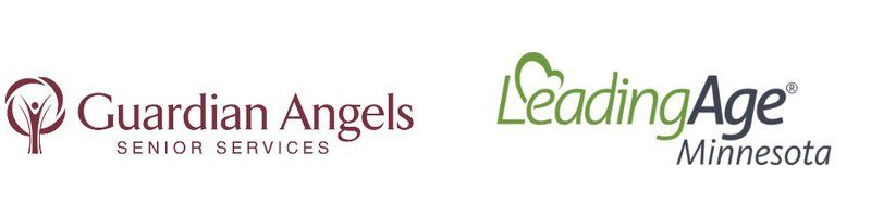 The logos for Guardian Angels Senior Services and LeadingAge Minnesota side-by-side.