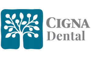 A logo for cigna dental with a tree in the middle