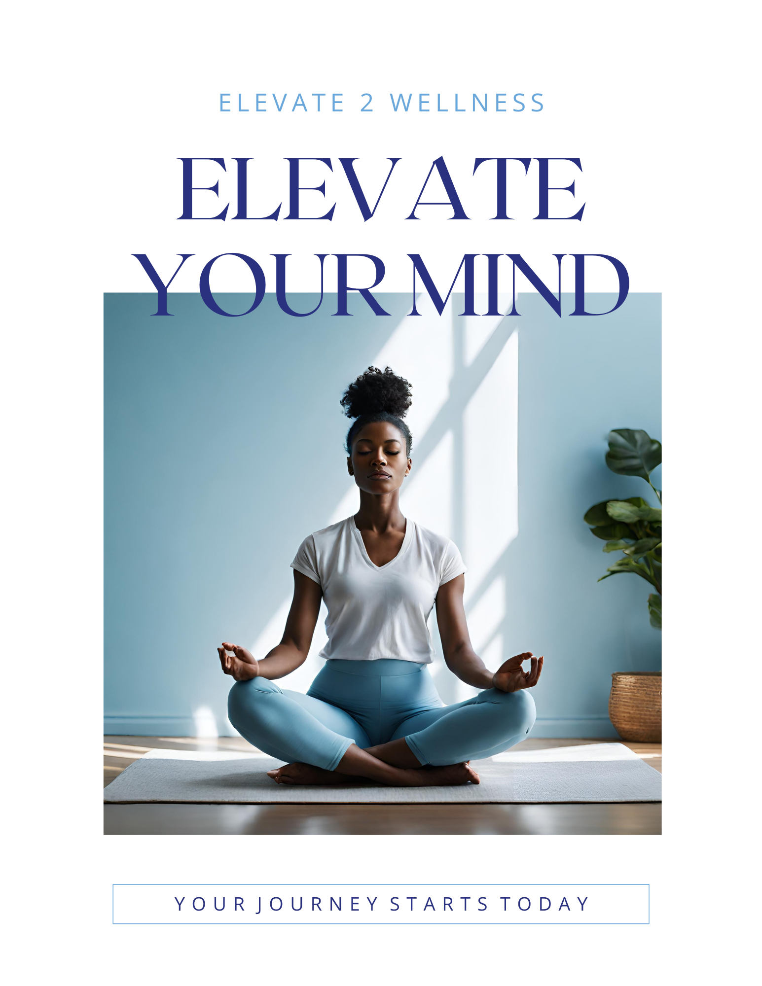 A woman is sitting in a lotus position on a yoga mat.