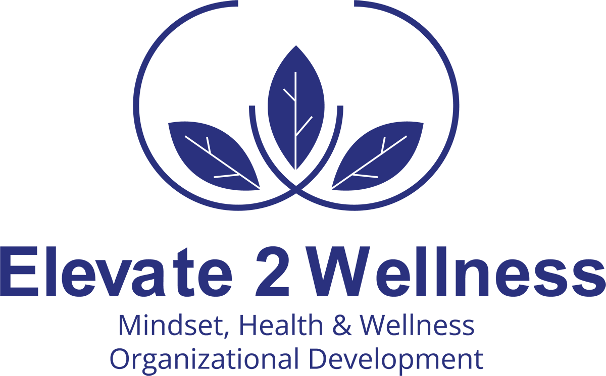 A logo for elevate 2 wellness mindset , health and wellness organizational development.