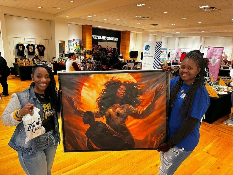 Matte Canvas, Black Frame - Black Queen Covering Her Black King