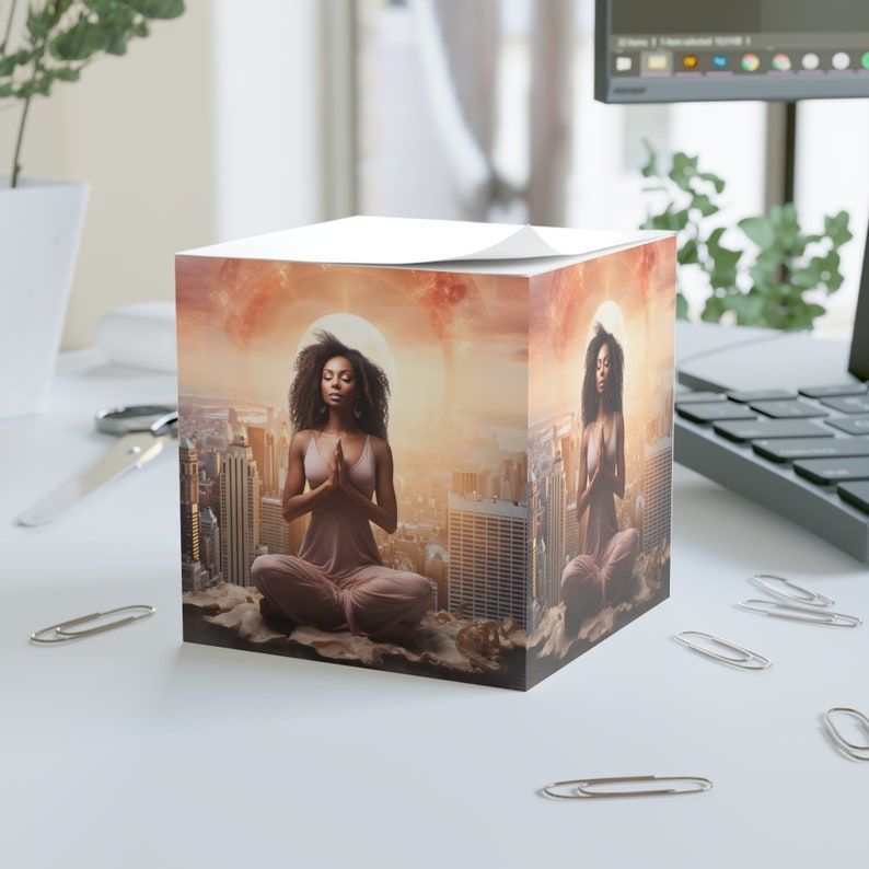 Black Goddess at Peace Note Cube