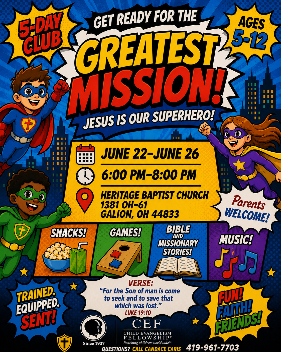 The Heritage Baptist Church Vacation Bible School Flyer