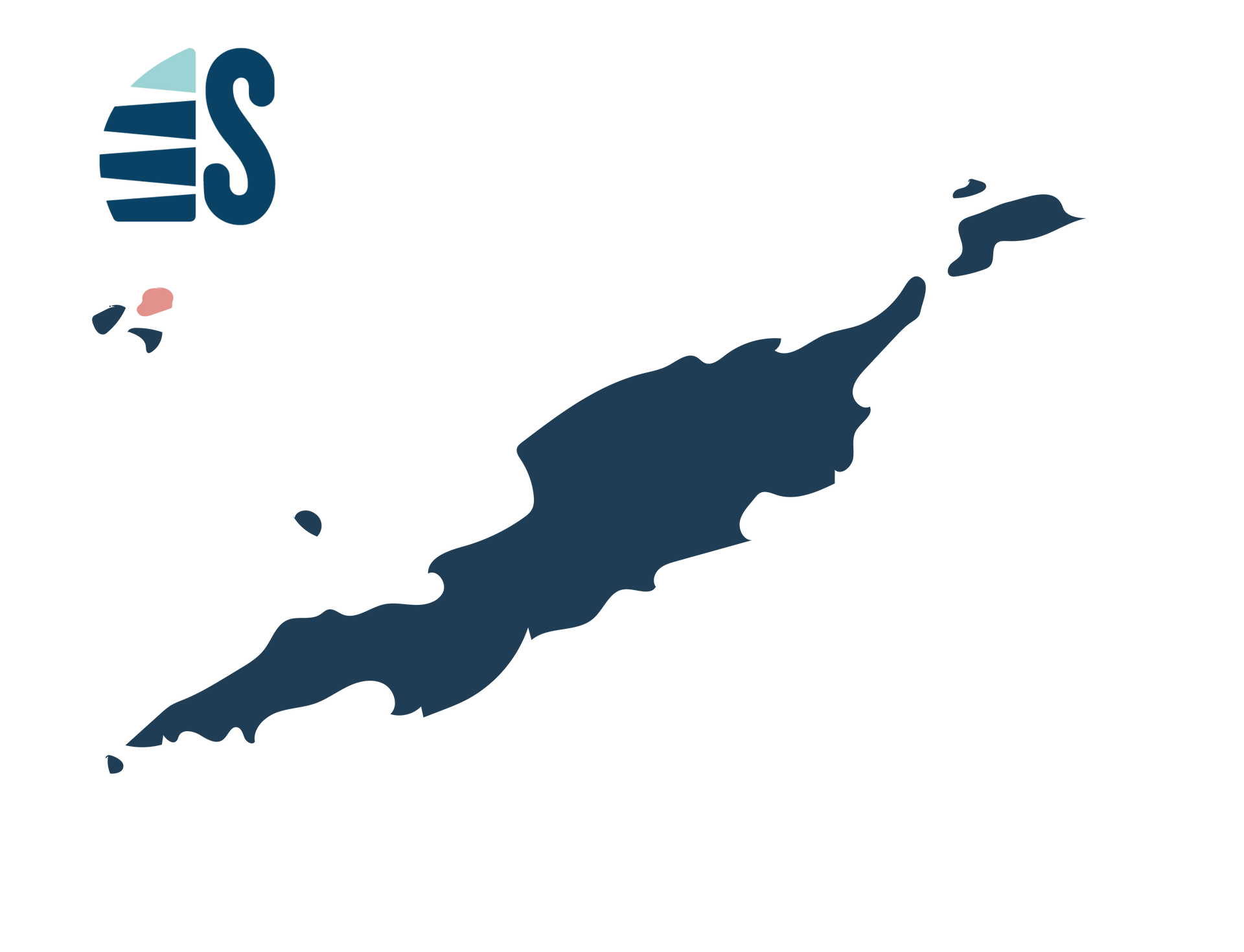 Map of the British Virgin Islands in dark blue, with 