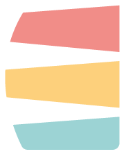 Three colored trapezoids: red, yellow, and blue, stacked vertically.