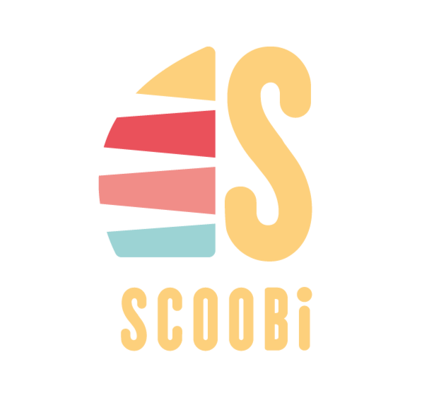 Logo: Colorful stacked shapes with