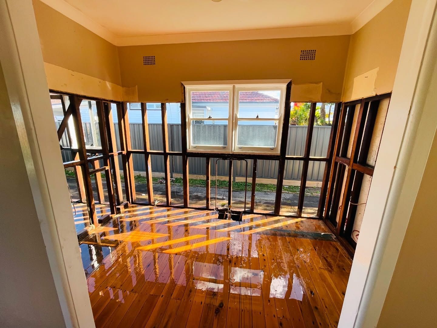 Room Gutted for Renovation. Exposed Wooden Framing — Ecowave Solutions Asbestos Removal In Gosford, NSW