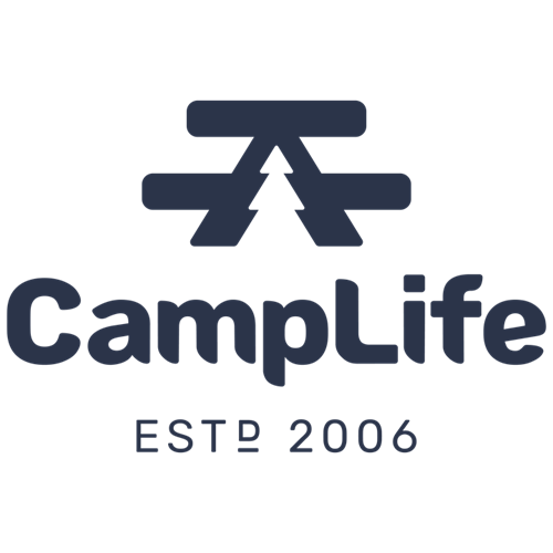 CampLife logo in dark blue with stylized tent icon and “ESTD 2006” text