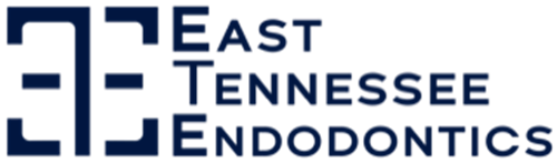 East Tennessee Endodontics logo in navy blue text with stylized initials on white background