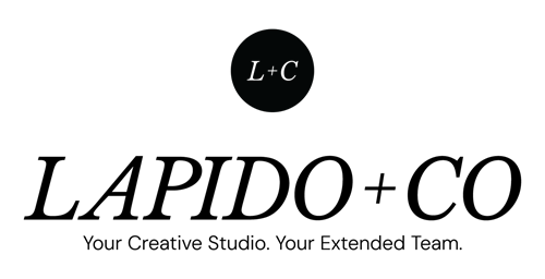 LAPIDO+CO logo with black circular L+C icon and tagline “Your Creative Studio. Your Extended Team.”