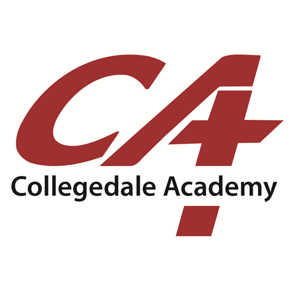 Collegedale Academy logo with red “CA” and black text on a white background