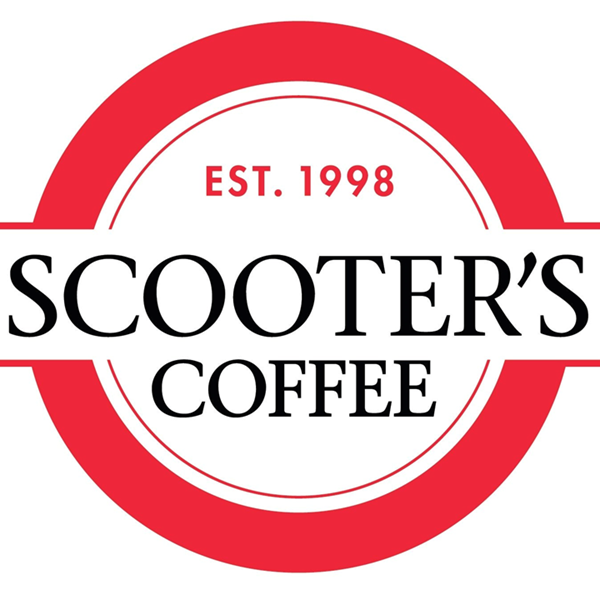 Scooter’s Coffee logo in red and white with “Est. 1998” text.